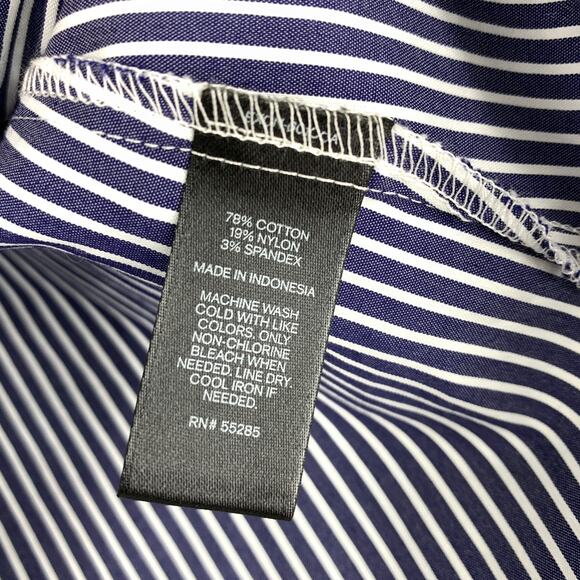 Express Ultimate Essential Shirt Womens Sz M Original Fit Blue White Striped NEW - Picture 7 of 7